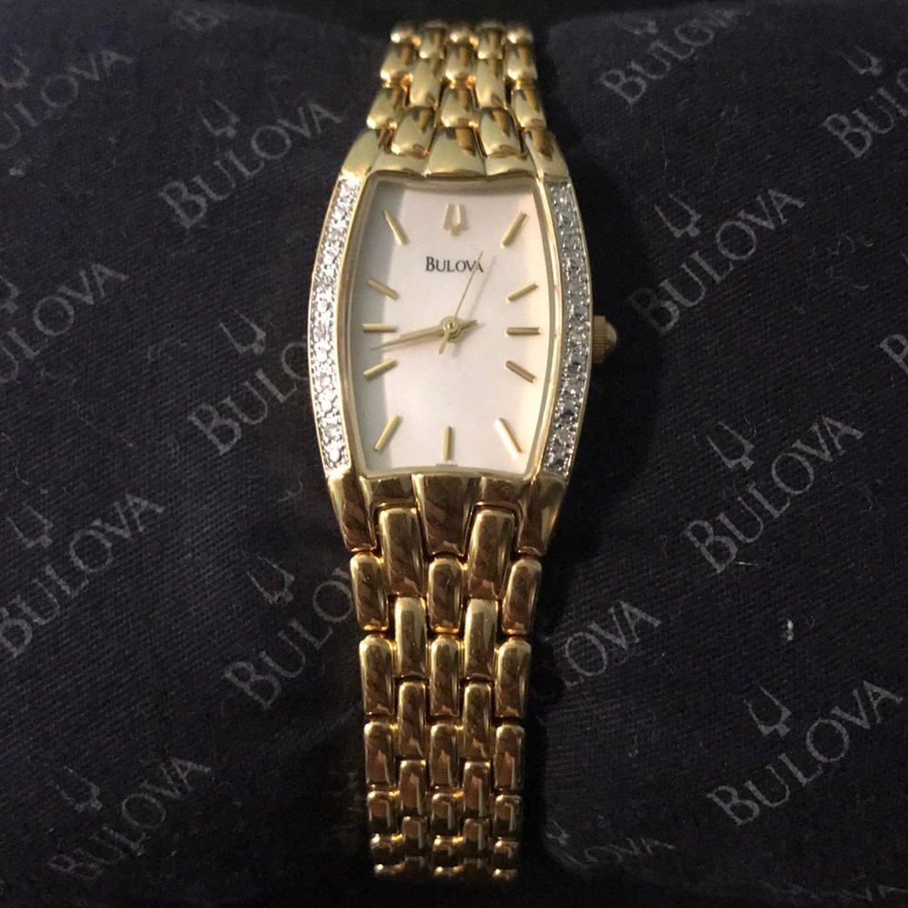 Bulova gold plated diamond watch